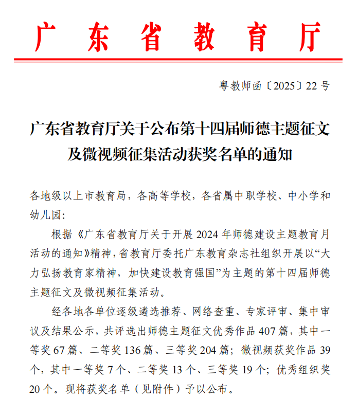 晉保山、王江麗省師德征文獲獎.png